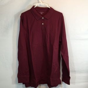 Lands End Large Burgundy Long Sleeve Polo NWOT